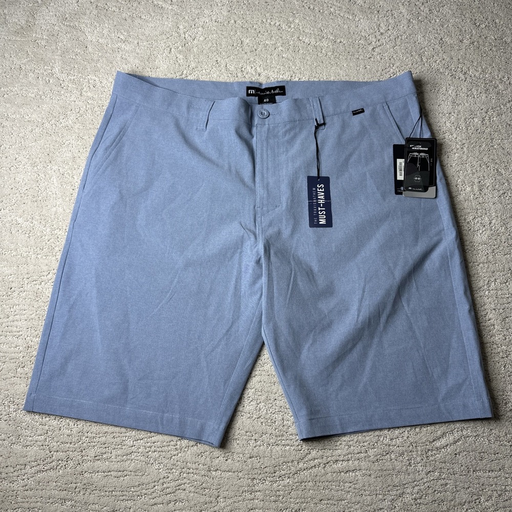 Men's NEW Travis Mathew‎ 40 Beck Golf Shorts Stretch Waistband Blue Performance